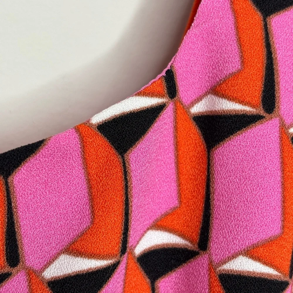 M1 DVF Diane Von Furstenberg Geo Print Mini‎ Dress Barbiecore Women 0 Coquette - Picture 5 of 7